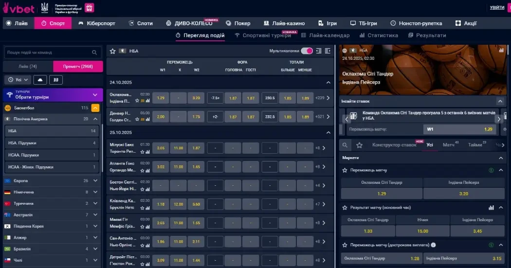 Як поставити на баскетбол на сайті Vbet Як зробити ставку на баскетбол