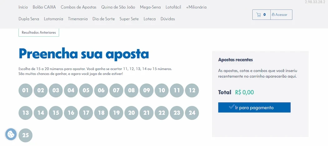 Regras do Lotofácil online Regras do Lotofácil