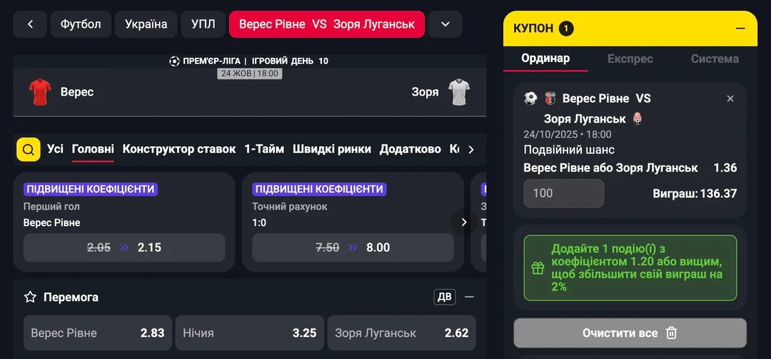 Комбінований ординар в онлайні Як працює ставка ординар