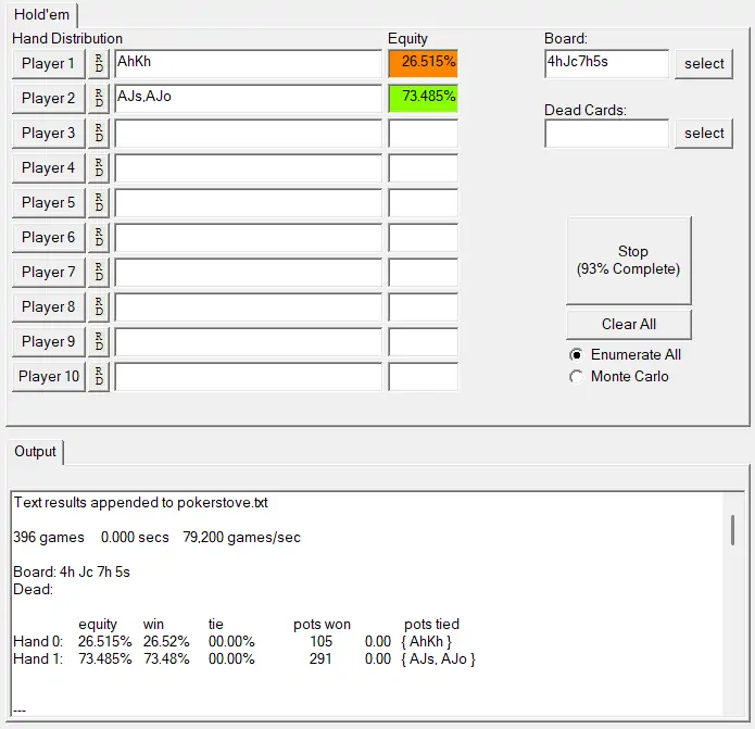 Pokerstove equity