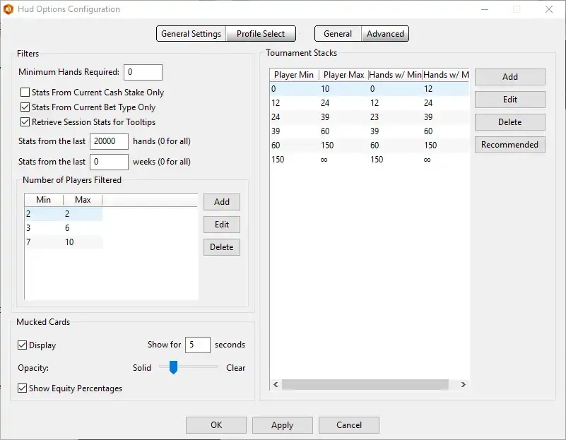 HUD Filters Tournaments