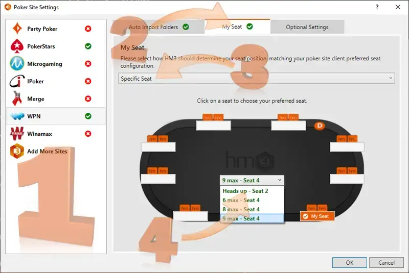 Poker Site Settings