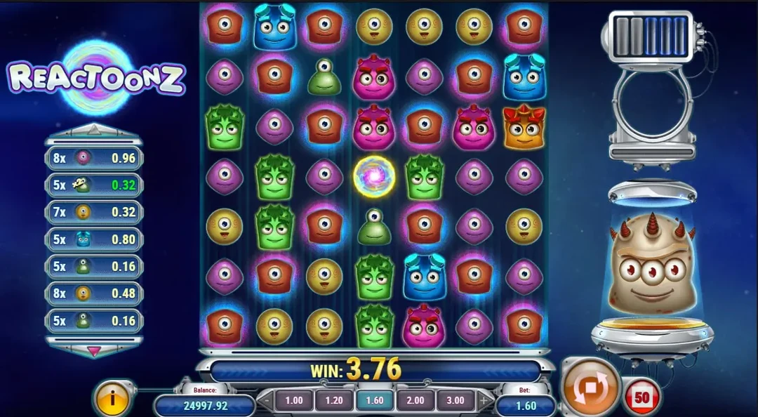 Бонусні ігри Reactoonz